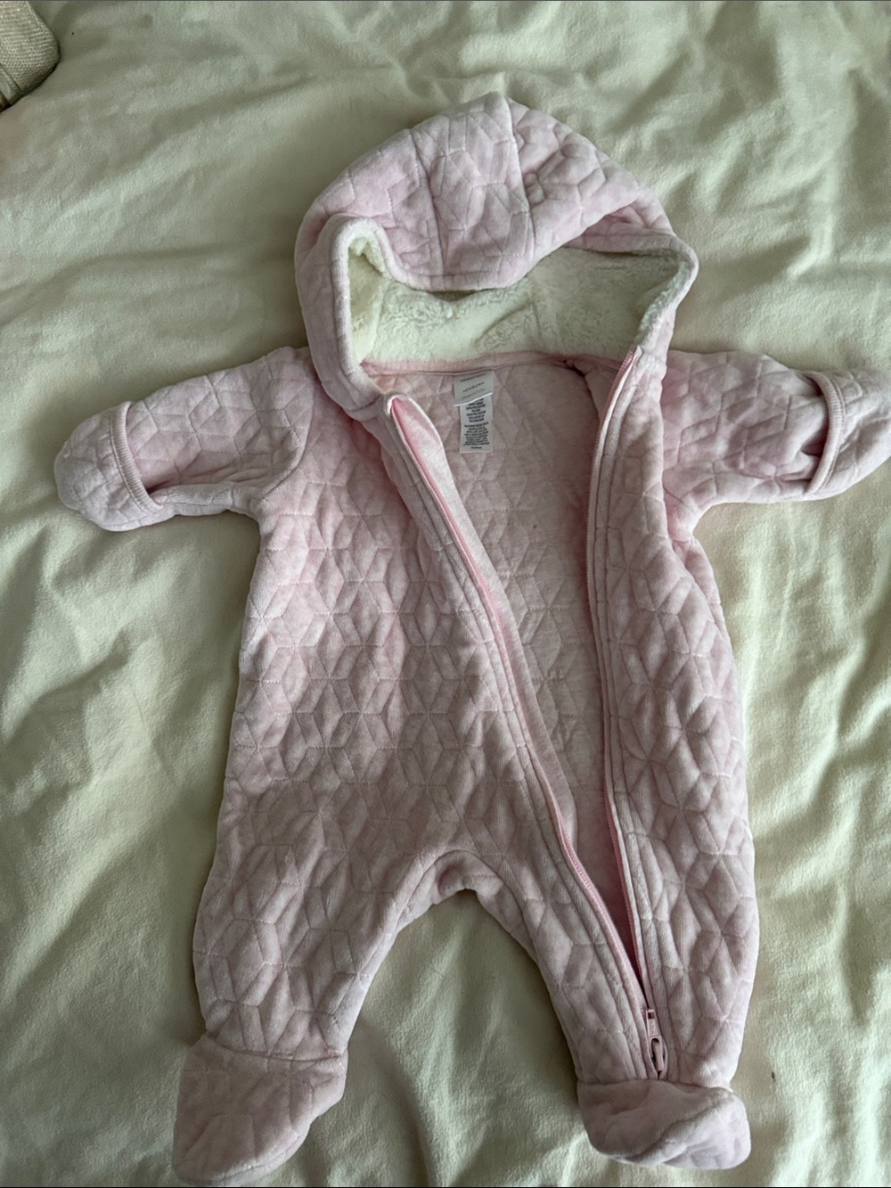 Nordstrom Cozy Pink Quilted Hooded Baby One-Piece